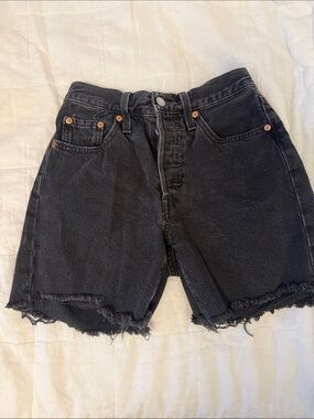 Levi's Black Frayed Hem Denim Shorts